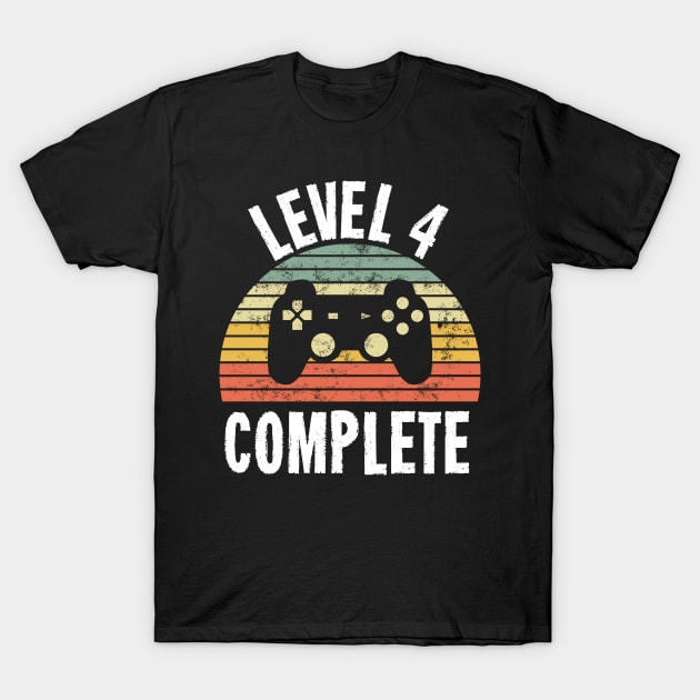 Level 4 Complete T-Shirt - 4th Birthday Gamer Gift - Fourth Anniversary Gift - 4th Grade T-Shirt by Ilyashop